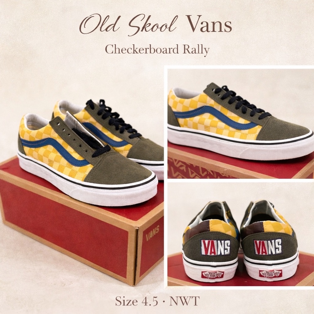 Vans Old Skool Checkerboard Rally Sneakers Size 4.5 NWT Streetwear